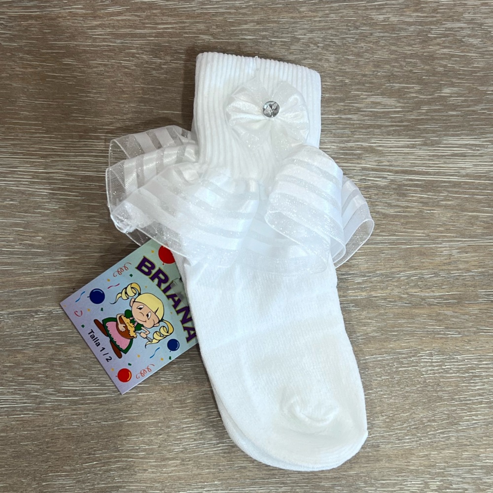 White Baby Socks with Ruffle & Bow